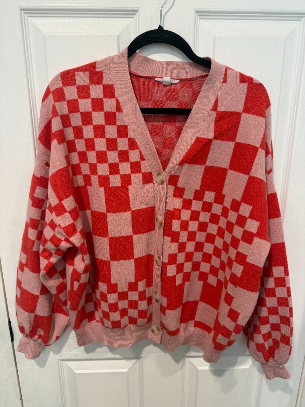 Ascot + Hart Check Graphic Cardigan NWT Size XL oversized